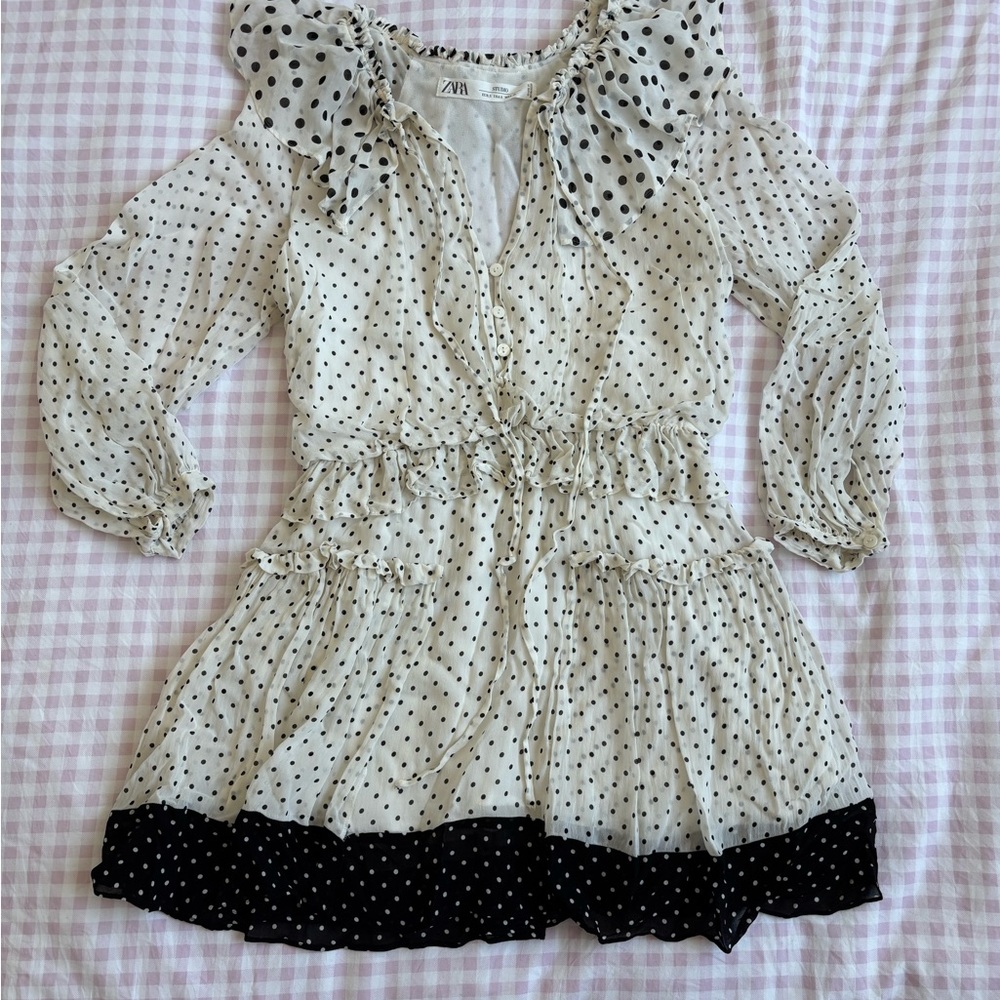 Zara Black and White Polka Dot Dress